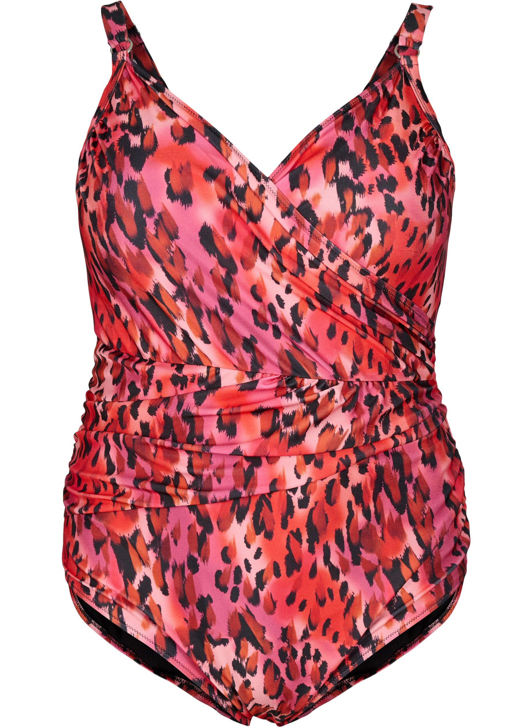 ZizziBadpak met print en wikkeleffect, Red Leopard AOP, Packshot image number 0
