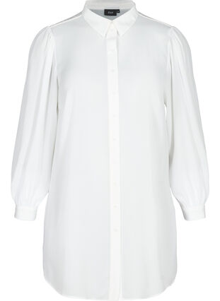 Lange blouse met lichte pofmouwen, Bright White, Packshot image number 0