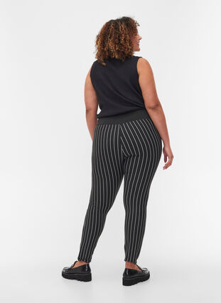 Gestreepte legging met elastiek in de taille, Dark Grey Stripe, Model image number 1