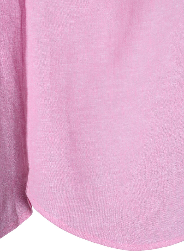 Linnen en viscose shirt met 3/4 mouwen, Roze, Packshot image number 3