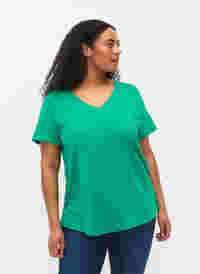 T-shirt à manches courtes avec col en V, Simply Green, Model