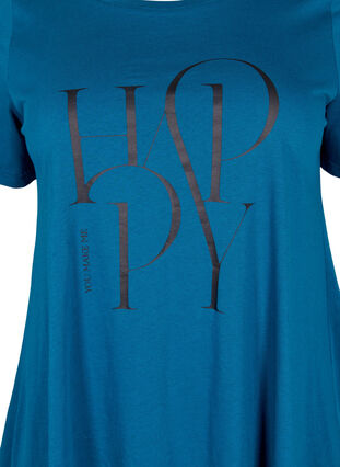 T-shirt en coton avec imprimé de texte, Blue Coral HAPPY, Packshot image number 2