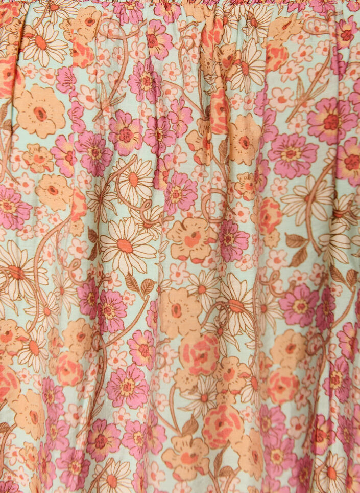 Korte viscose jurk met smokwerk en bloemenprint, Oranje, Packshot image number 2