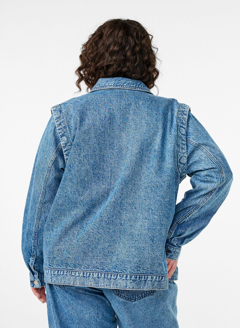 Denimjack met afneembare mouwen, Blauw, Model image number 2