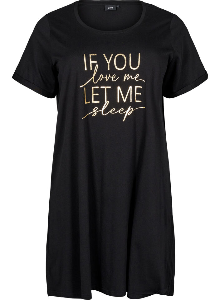 Chemise de nuit &agrave; manches courtes en coton biologique, Noir, Packshot image number 0