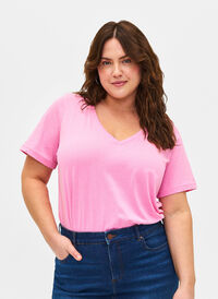 FLASH - T-shirt met v-hals, Begonia Pink, Model