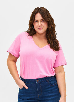 FLASH - T-shirt met v-hals, Begonia Pink, Model image number 0