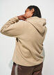 Sweat &agrave; capuche en polaire avec col montant et texte brod&eacute;, Beige, Model image number 1