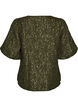 Jacquard blouse met pofmouwen en A-lijnvorm, Groen, Packshot image number 1