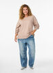 Breisel blouse met middennaad en raglan mouwen, Beige, Model image number 1
