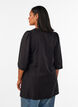 Glanzende tuniek met V-hals en 3/4 mouwen, Zwart, Model image number 2