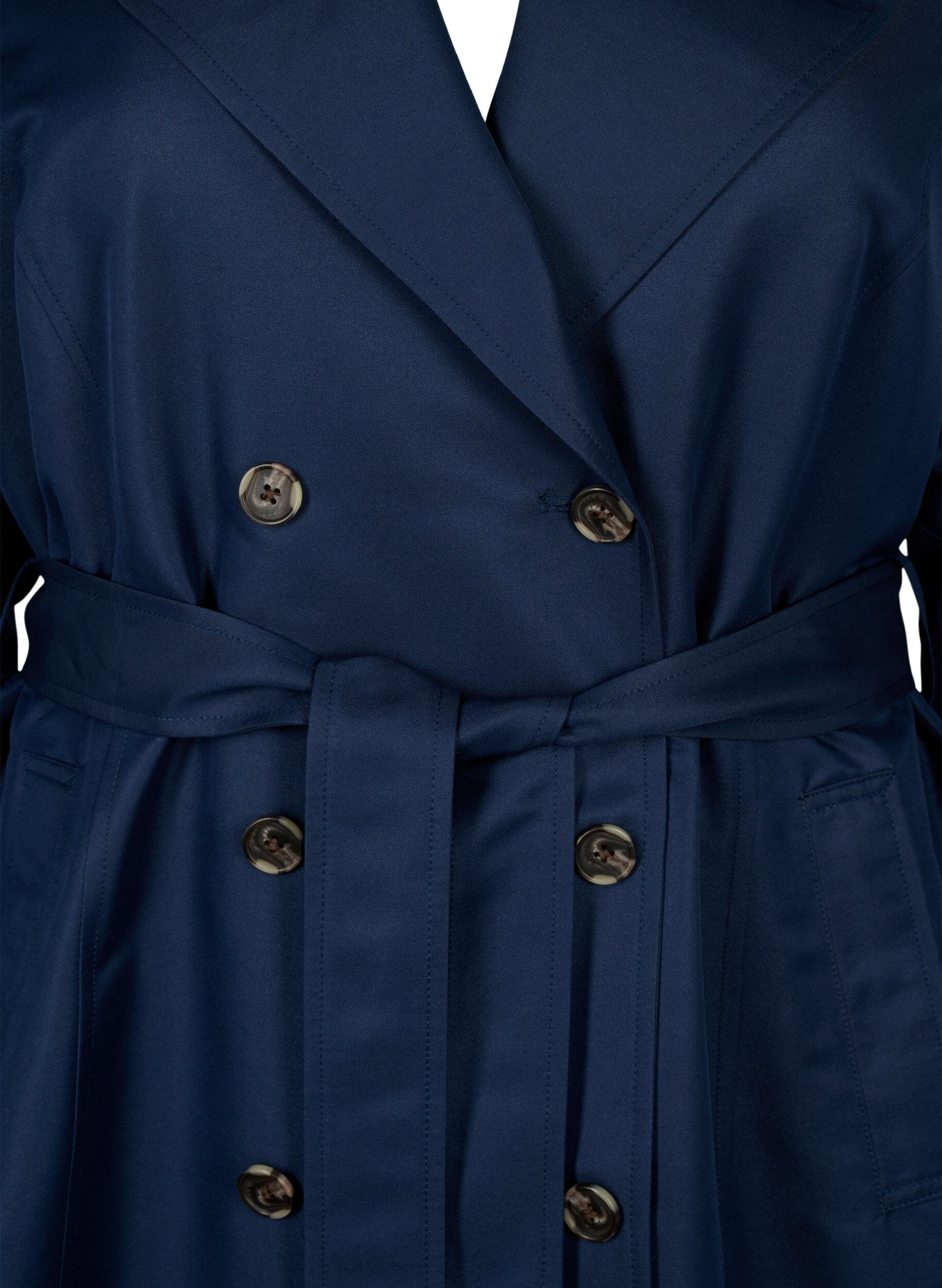 Zizzi Trench court avec ceinture, Bleu, Packshot image number 2