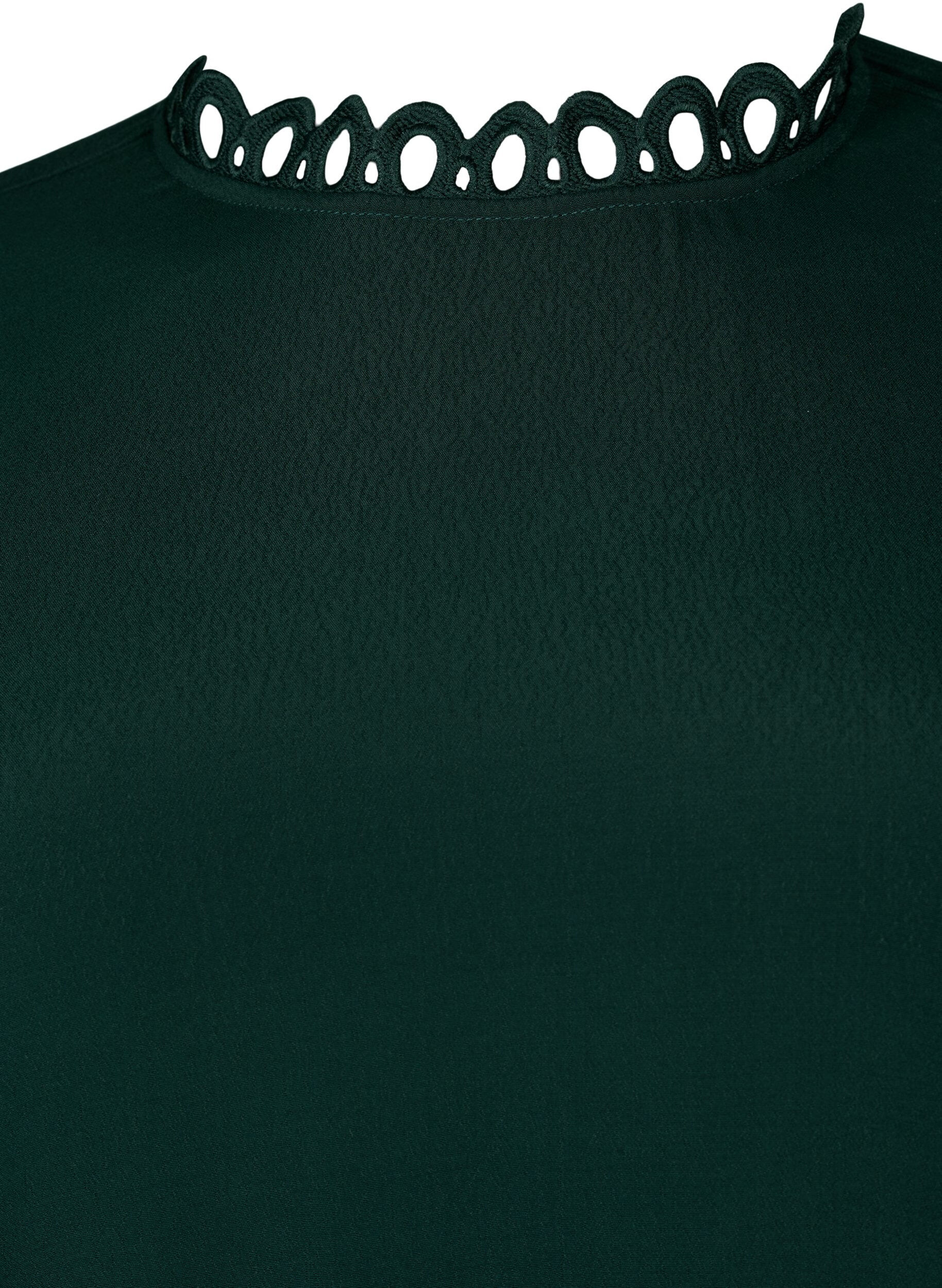 Zizzi Robe en viscose avec manches en crochet, Scarab, Packshot image number 2