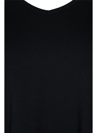 Katoenen tuniek met 3/4 mouwen en kanten details, Black, Packshot image number 2