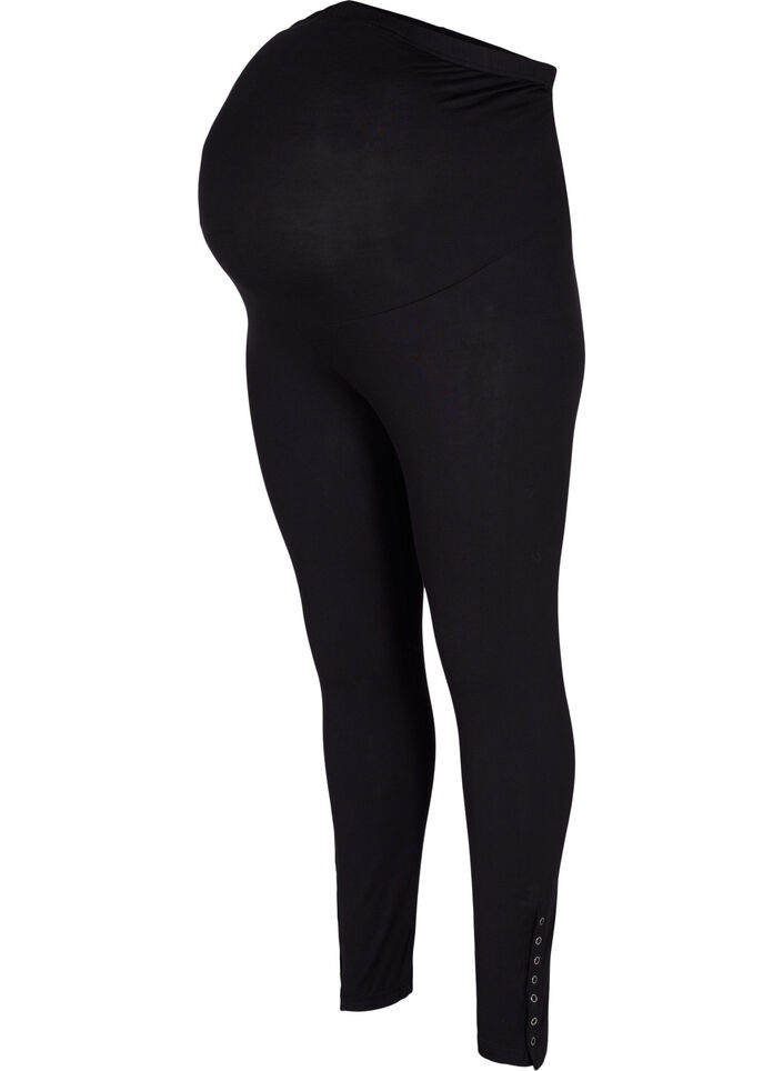 Leggings de grossesse en viscose avec boutons, Black, Packshot image number 0