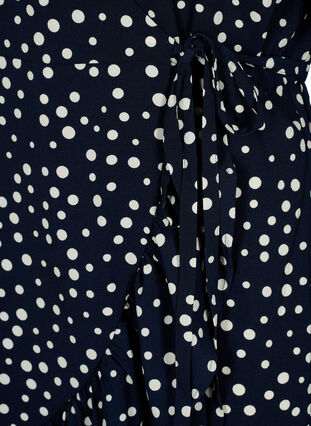Robe portefeuille à fleurs et manches courtes, Night Sky Dot, Packshot image number 3