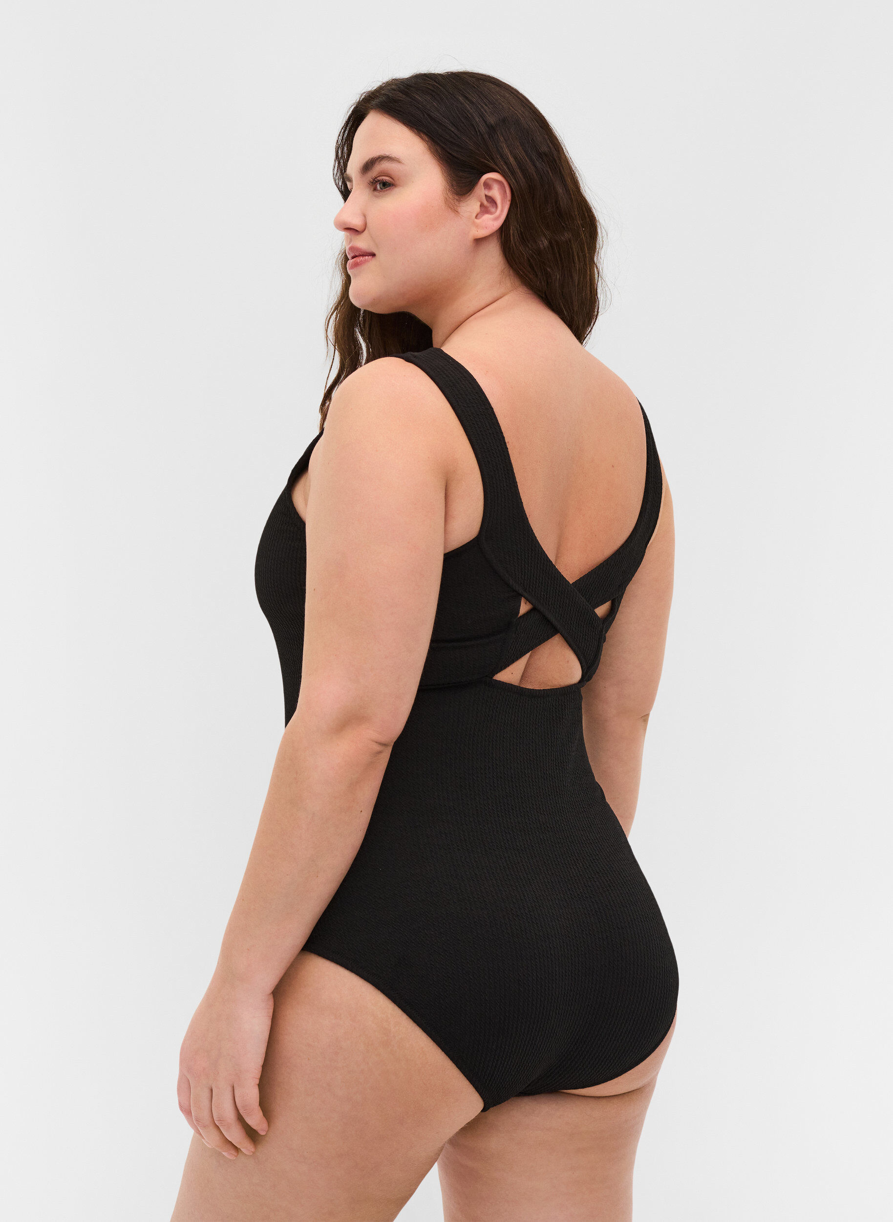 Zizzi Maillot de bain dos crois&eacute;, Black, Model image number 1