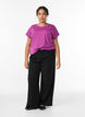 T-shirt met korte mouwen in een katoenmix, Paars, Model image number 1