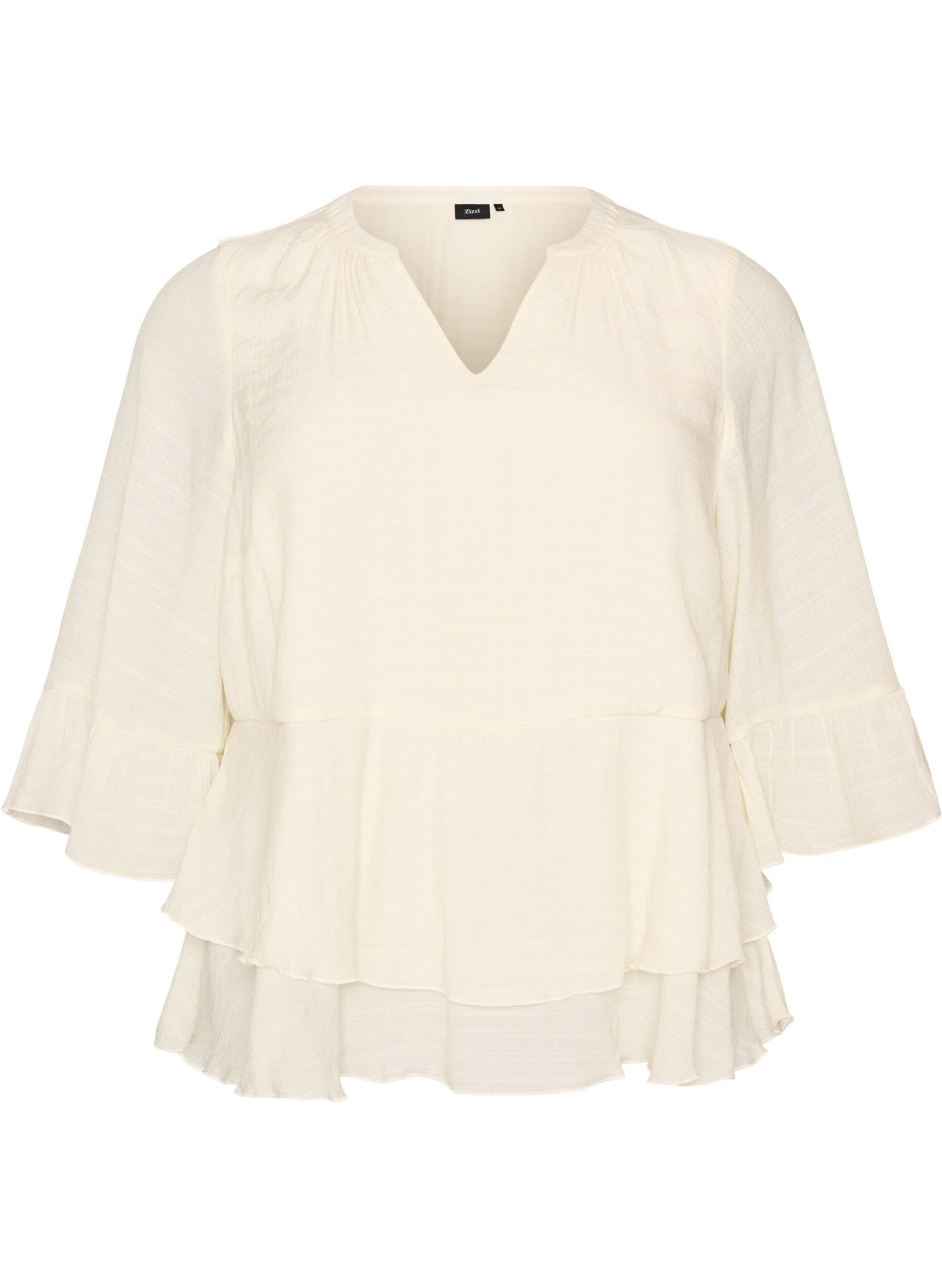 Blouse met 3/4-mouwen en ruchesdetails