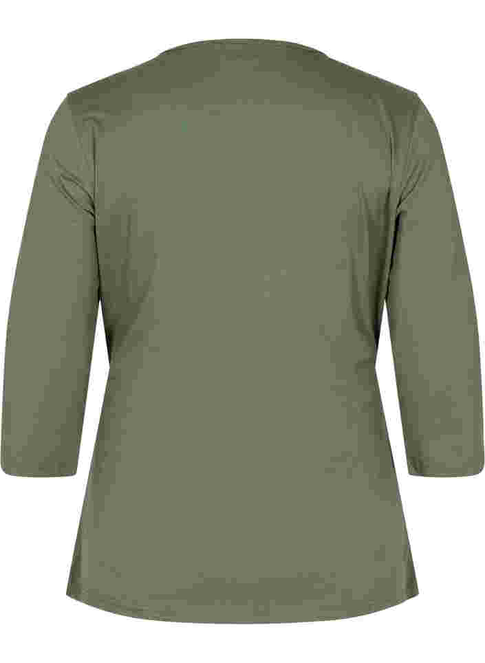 Katoenen blouse met 3/4 mouwen en wikkel, Thyme, Packshot image number 1