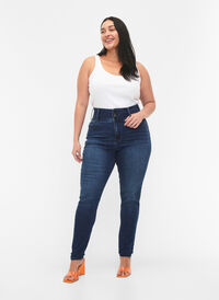 Super slanke Bea jeans met extra hoge taille, Blue denim, Model