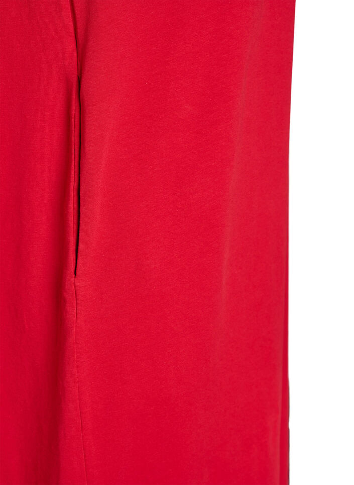 Midi T-shirt jurk met V-hals, Rood, Packshot image number 4
