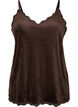 Velour top met kanten rand, Bruin, Packshot image number 0