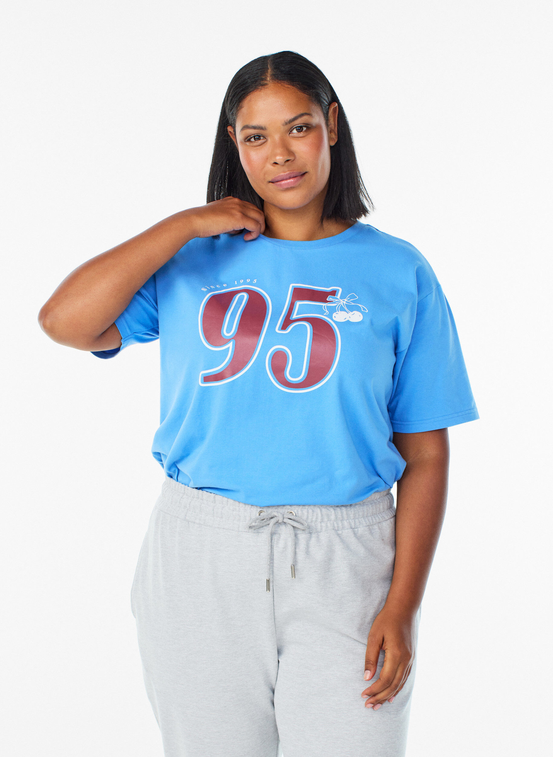 Sportief T-shirt in biologisch katoen, Blauw, Model