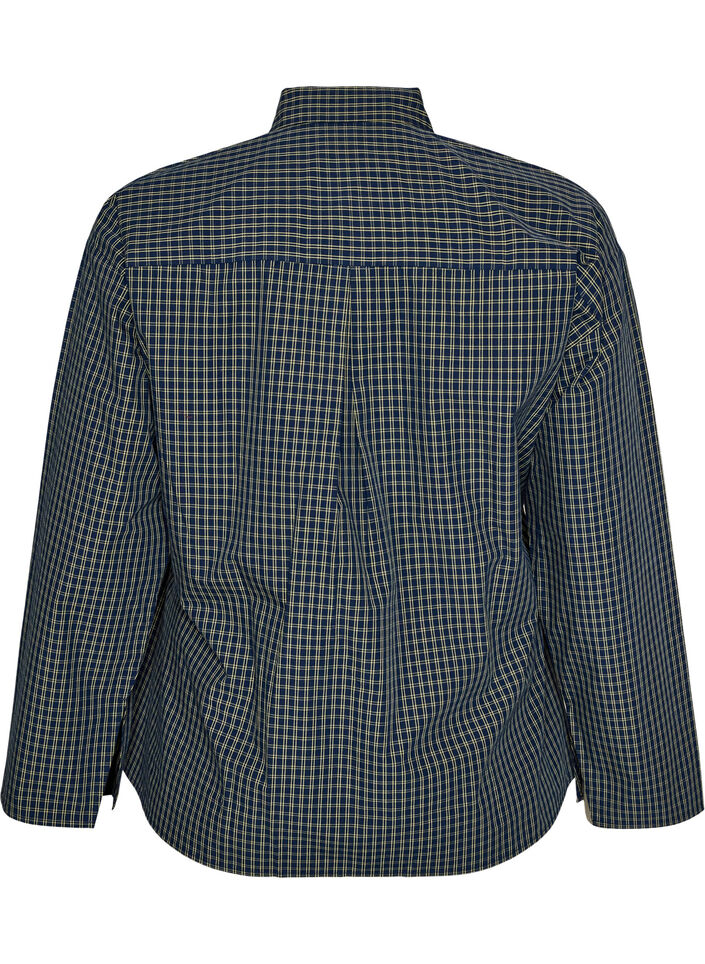 Chemise en coton &agrave; carreaux avec boutonnage dissimul&eacute;, Bleu, Packshot image number 1