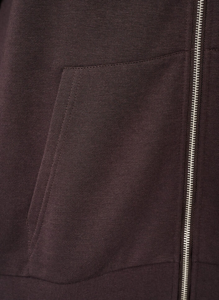 Sweat &agrave; capuche zipp&eacute; avec poches, Marron, Packshot image number 3