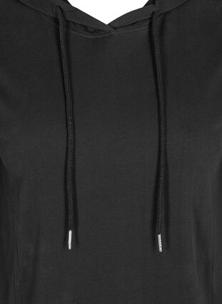 Robe pull en coton à capuche, Black Solid, Packshot image number 2