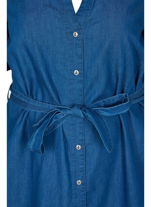 Katoenen denim jurk met tailleriem, Medium Blue, Packshot image number 2