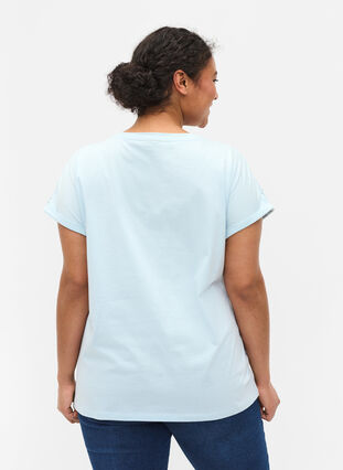 T-shirt en coton avec broderie anglaise, Winter Sky, Model image number 1