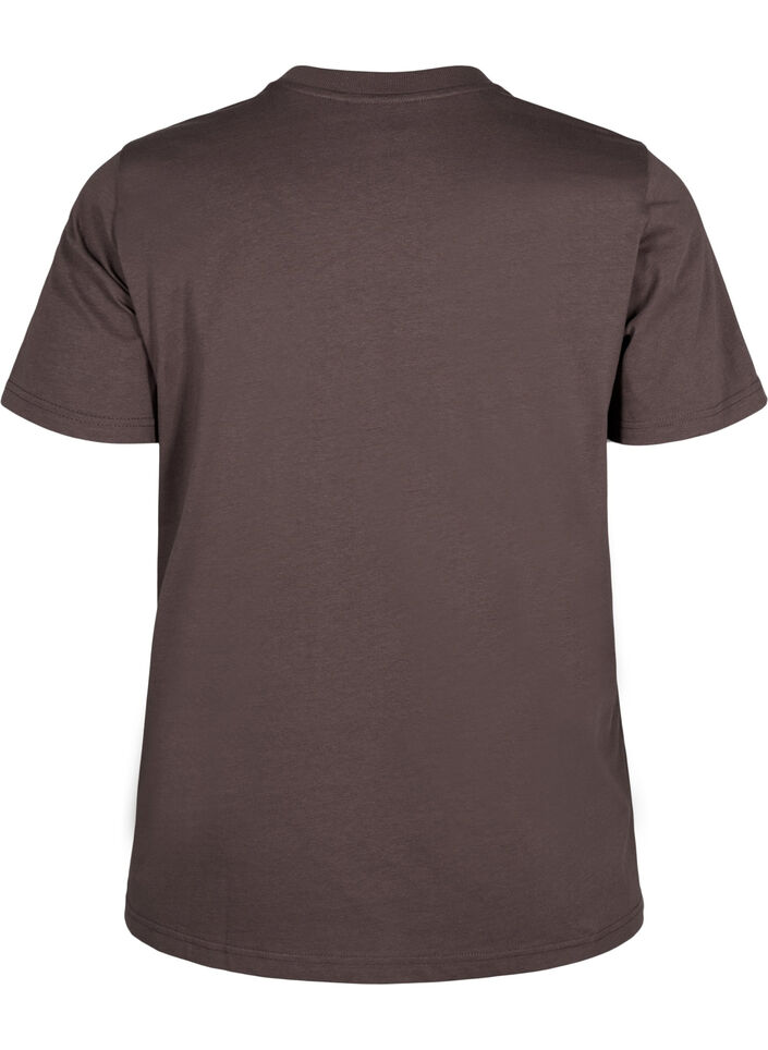 Basic katoenen T-shirt met ronde hals, Bruin, Packshot image number 1