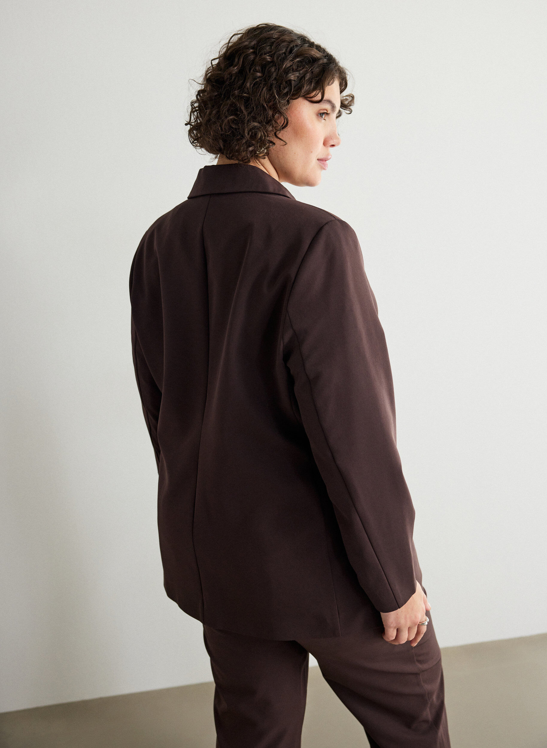 ZizziKlassieke blazer met knoopsluiting, Bruin, Model image number 2