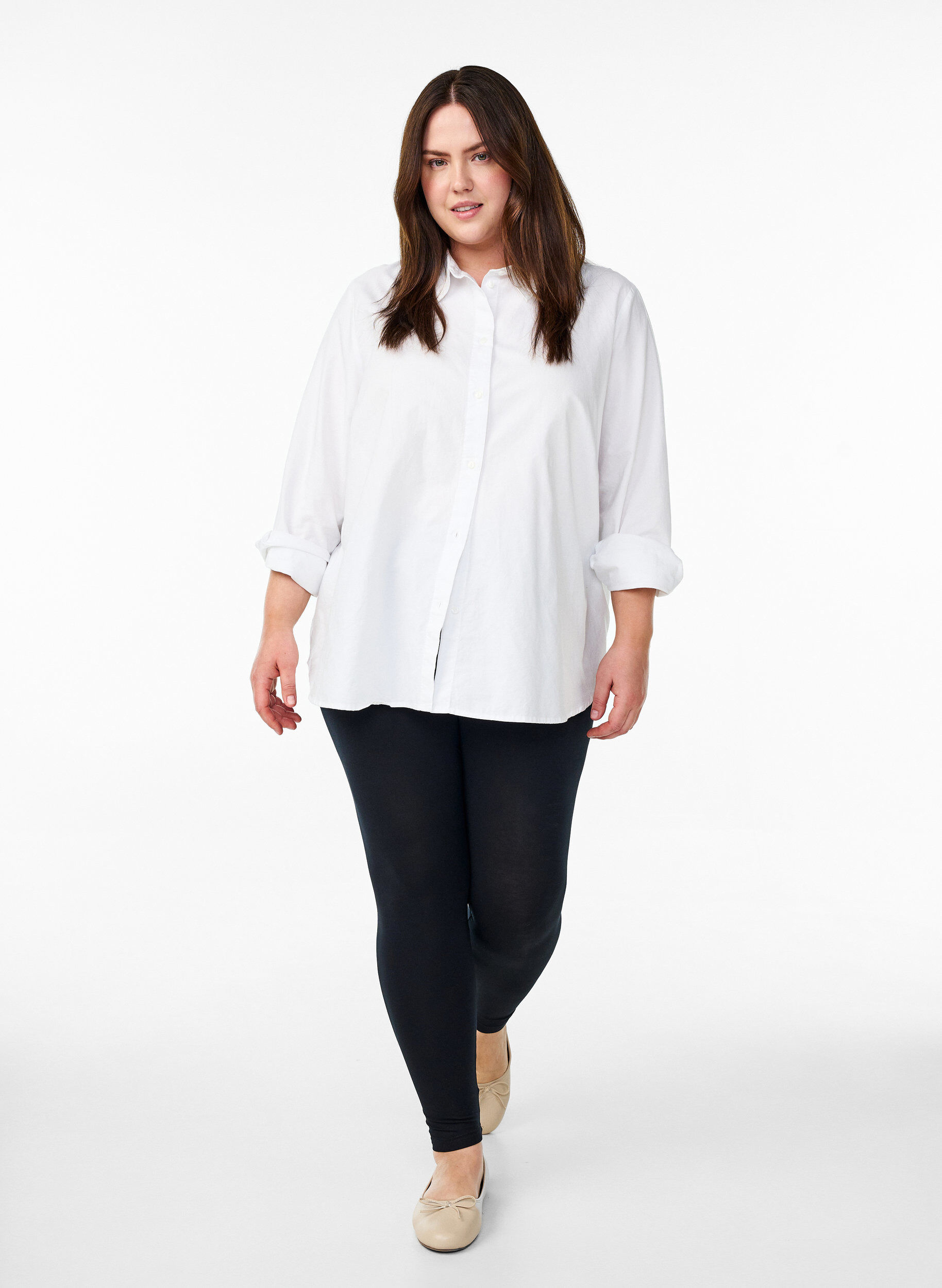 ZizziBasic legging in viscose, Zwart, Model image number 1