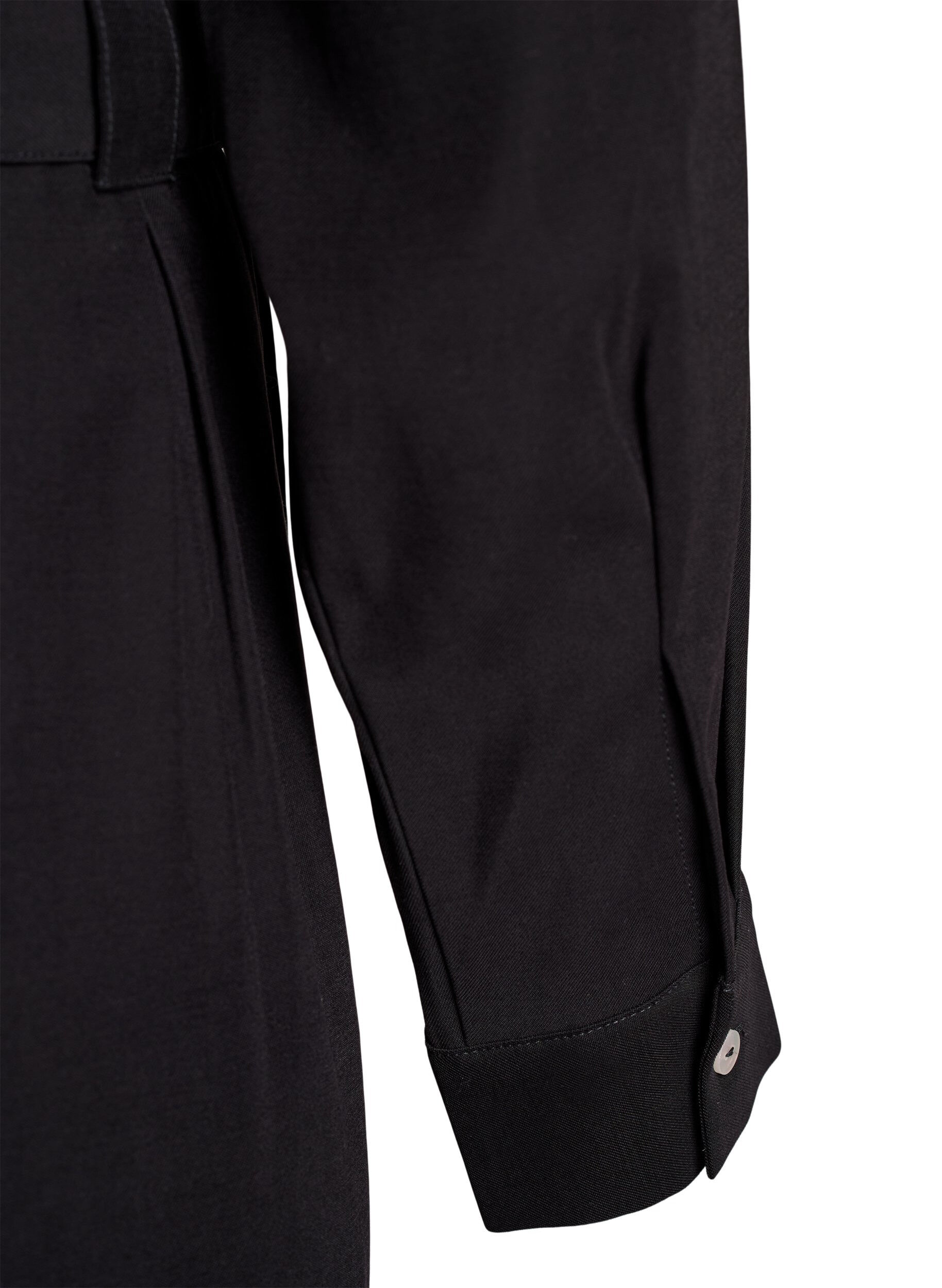 ZizziShirtjurk met strikceintuur en lange mouwen, Zwart, Packshot image number 3