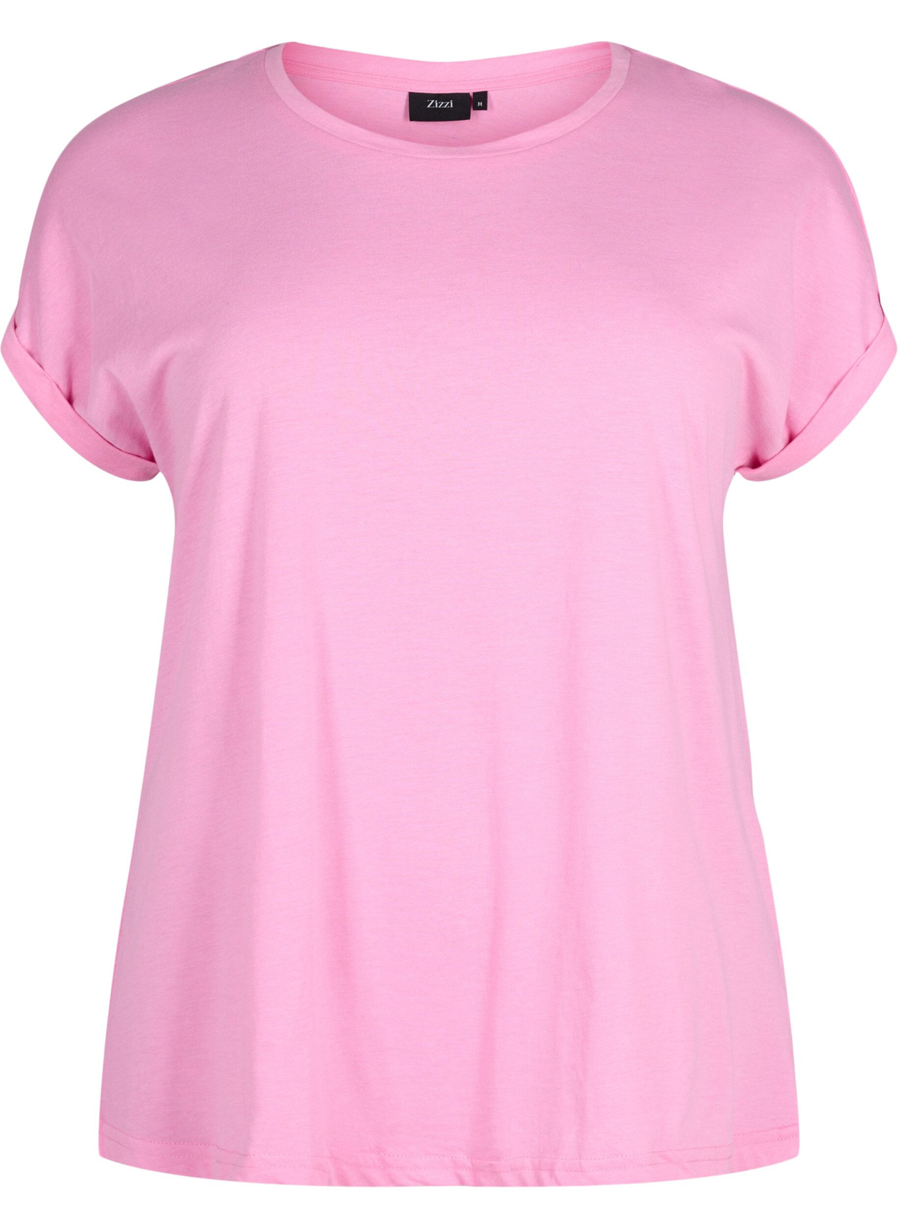 ZizziT-shirt met korte mouwen van katoenmix, Roze, Packshot image number 0