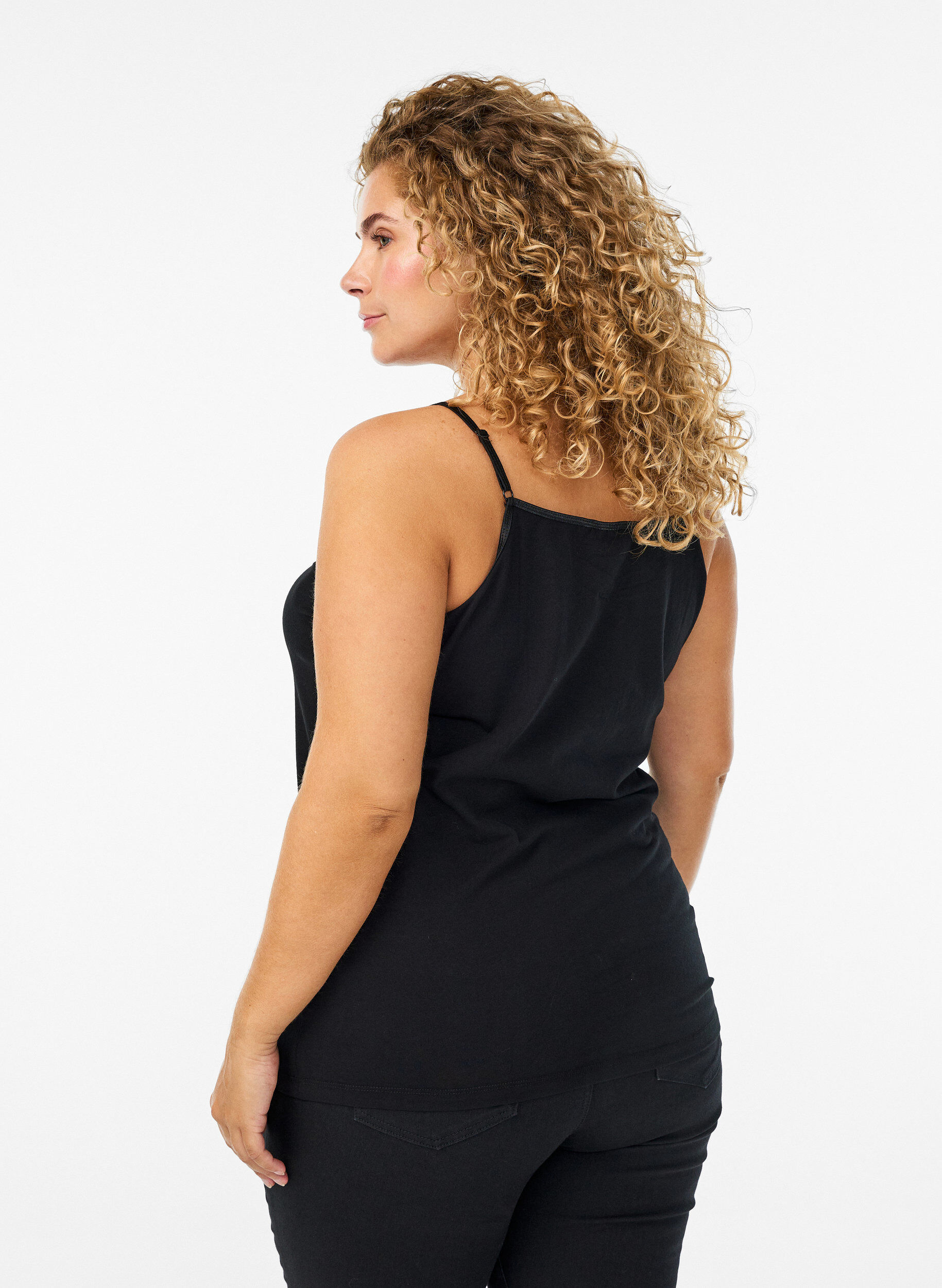 Zizzi Top basique &agrave; nouer en coton, Noir, Model image number 2