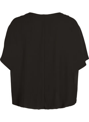 Korte blouse met losse mesh mouwen, Black, Packshot image number 1