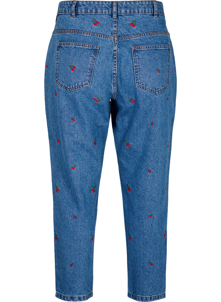 Jeans Mille coupe Mom avec broderies, Bleu Clair, Packshot image number 1