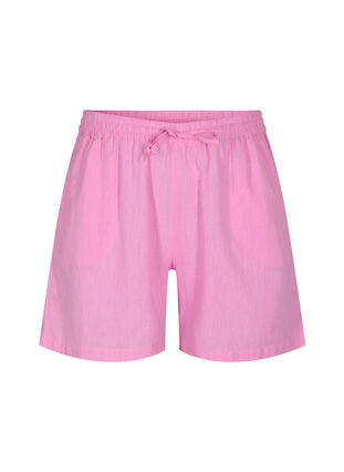 Losse shorts in katoenmix met linnen, Begonia Pink, Packshot image number 0