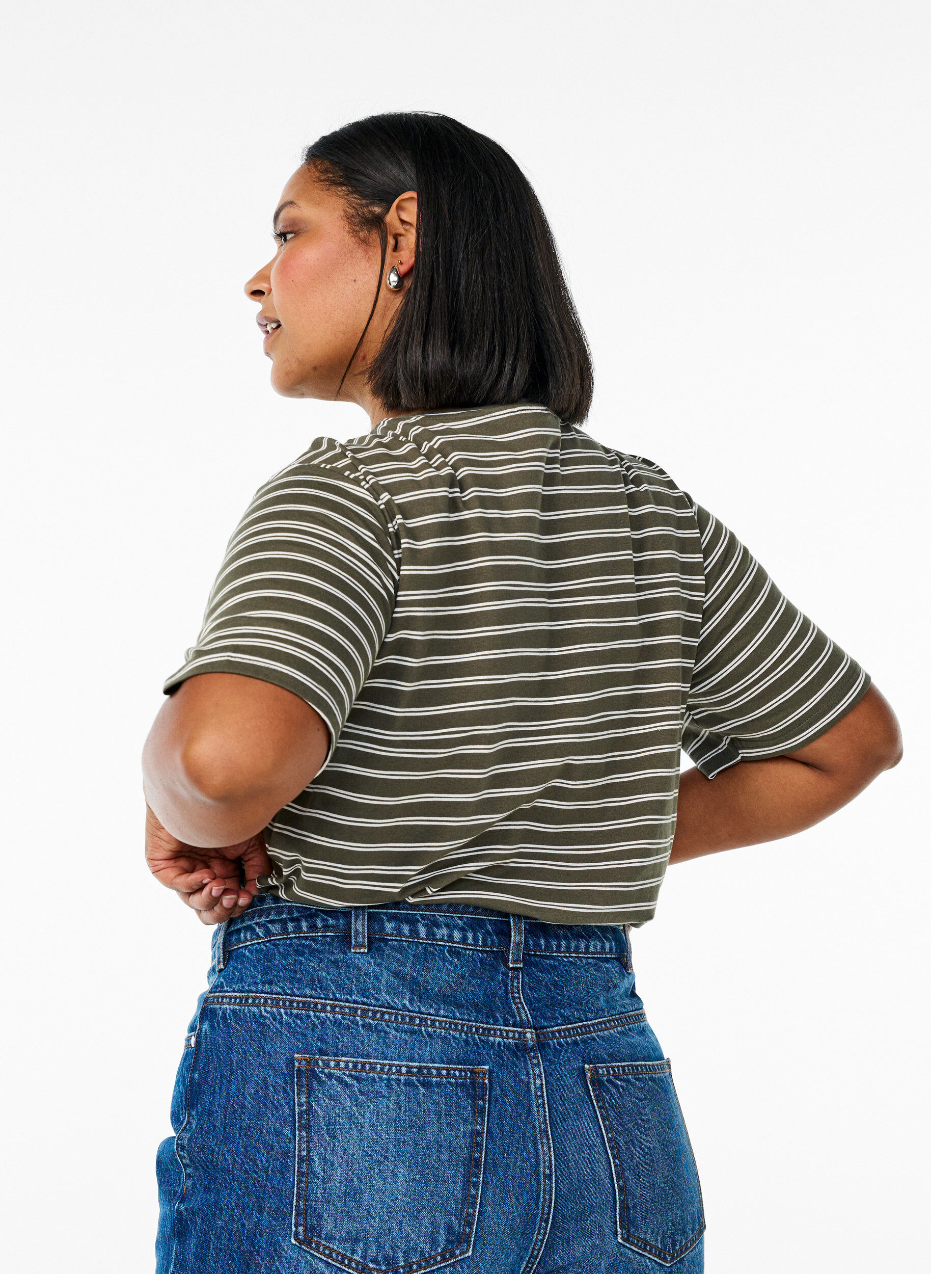 ZizziGestreepte T-shirt, Groen, Model image number 2