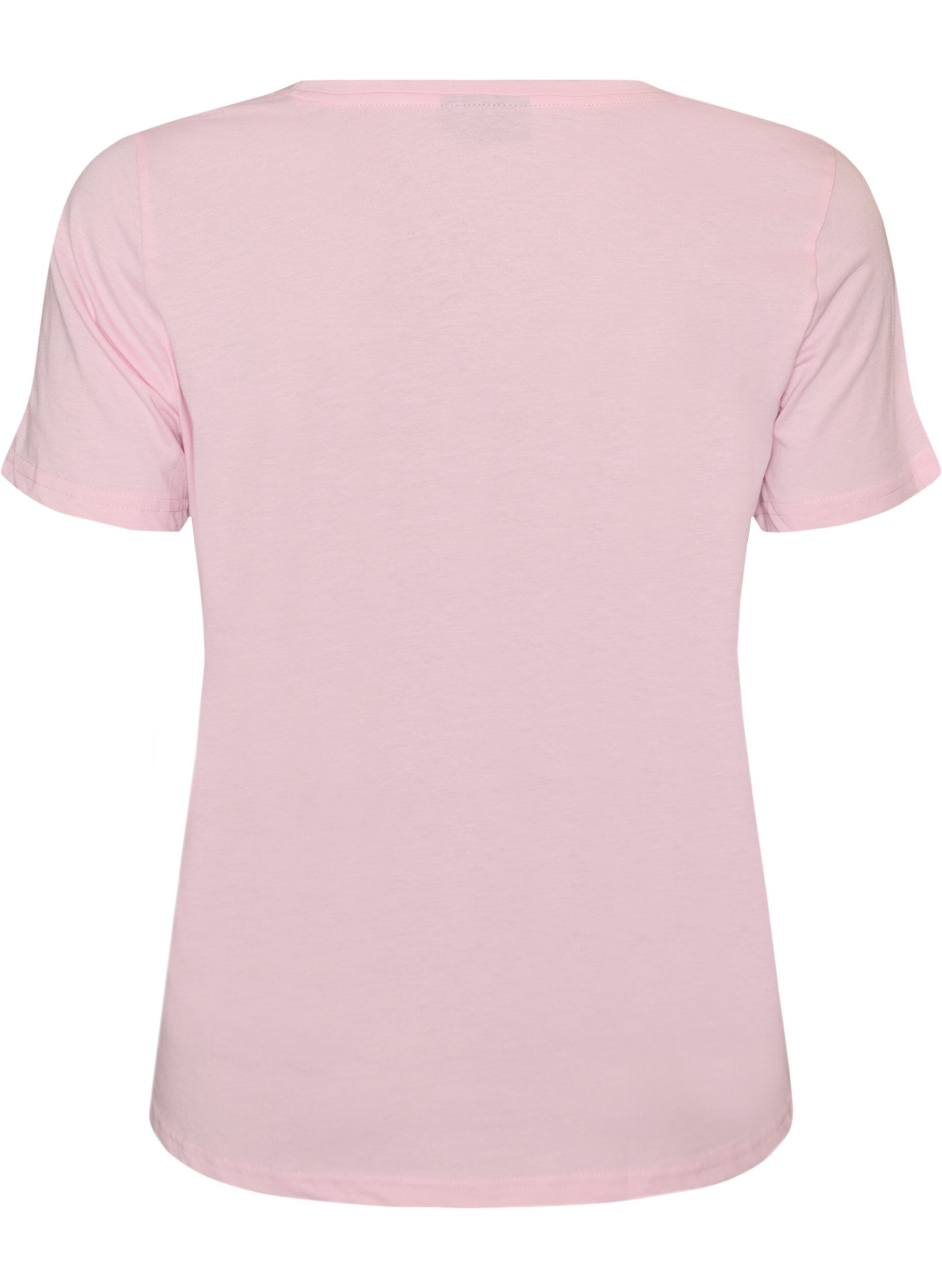 ZizziT-shirt met korte mouwen en V-hals, Roze, Packshot image number 1