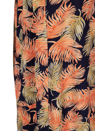 Viscose jurk met print en korte mouwen , Orange Leaf, Packshot image number 3