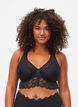 Soutien-gorge en dentelle à armature et maille, Black, Model image number 0