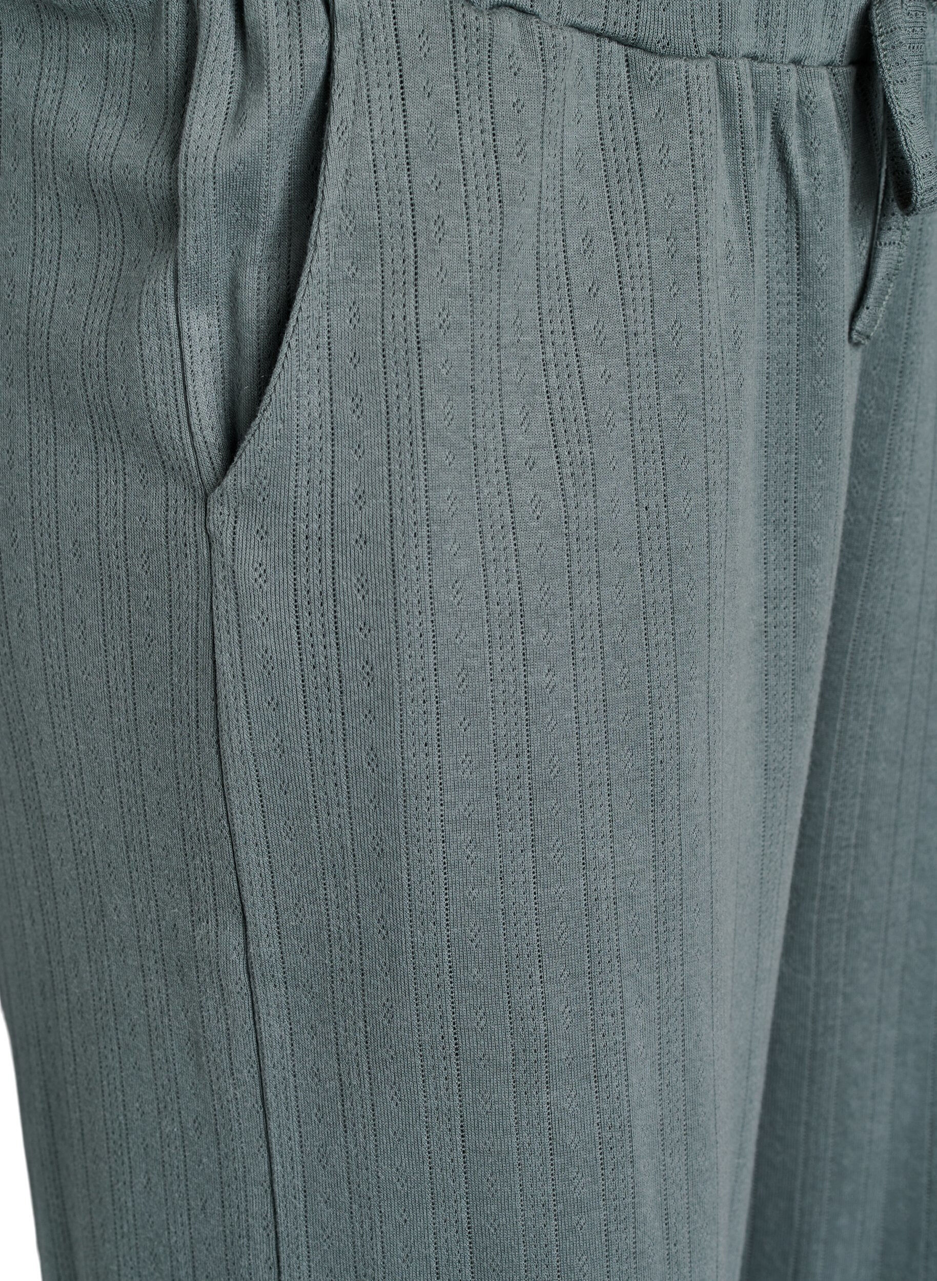 Zizzi Pantalon de nuit en coton, Vert fonc&eacute;, Packshot image number 2