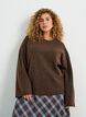 Blouse ample tricot&eacute;e en alpaga et laine, Marron, Model image number 0