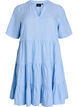 Robe A-line longueur genou en lin et viscose, Bleu Clair, Packshot image number 0
