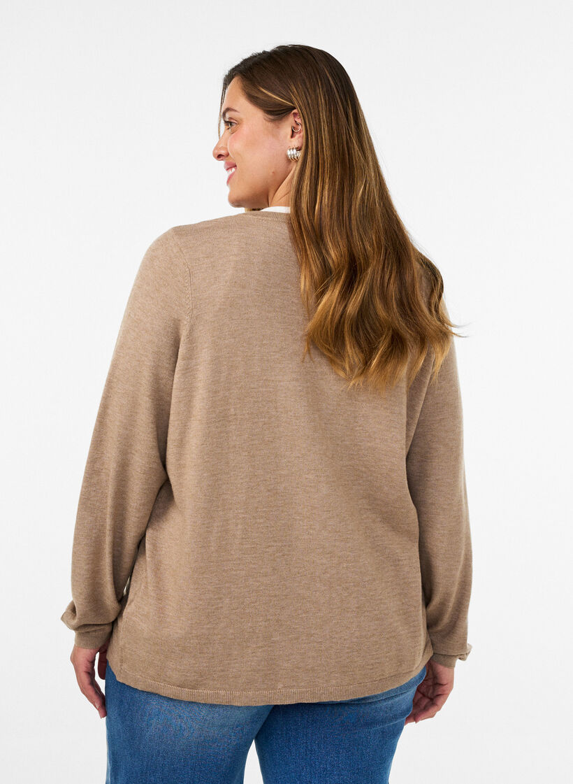 Cardigan met ronde knopen, Beige, Model image number 2